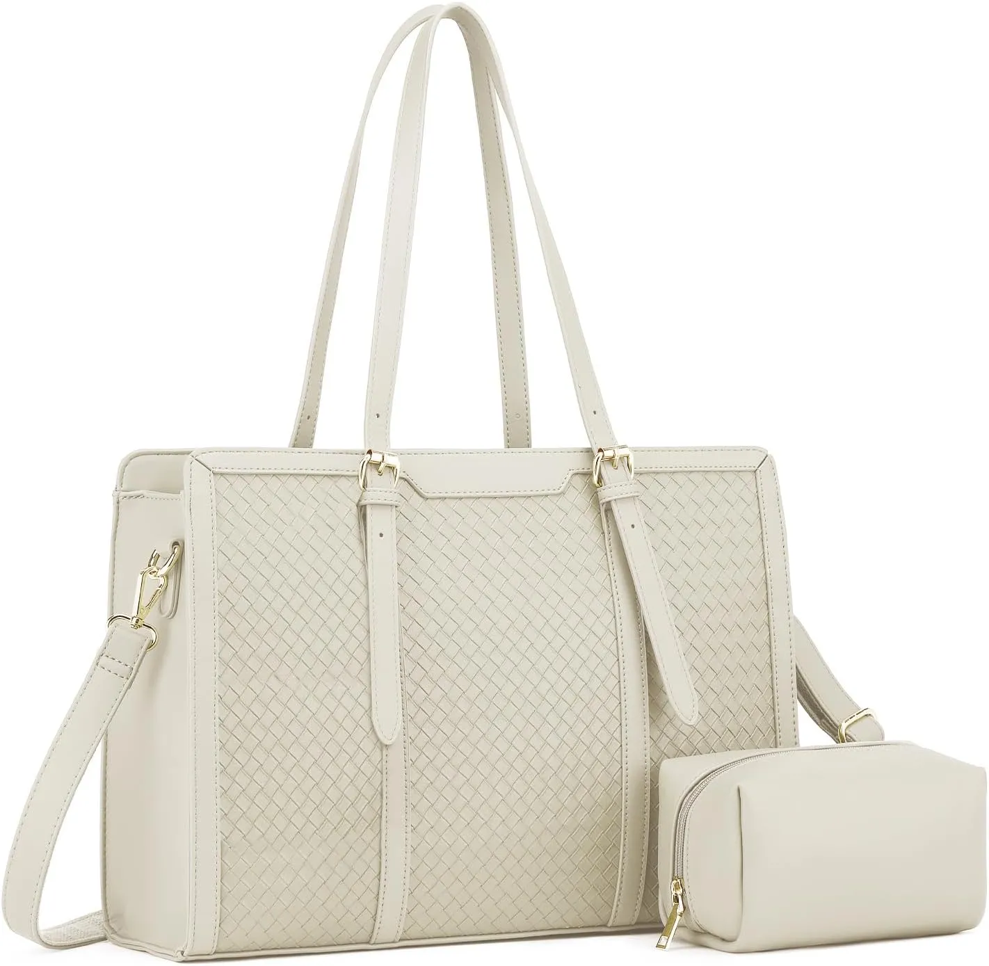 Laptop Tote Bag for Women fits 15.6 Laptop, PU Leather Work Tote bags for Women Large Computer Tote Handbag