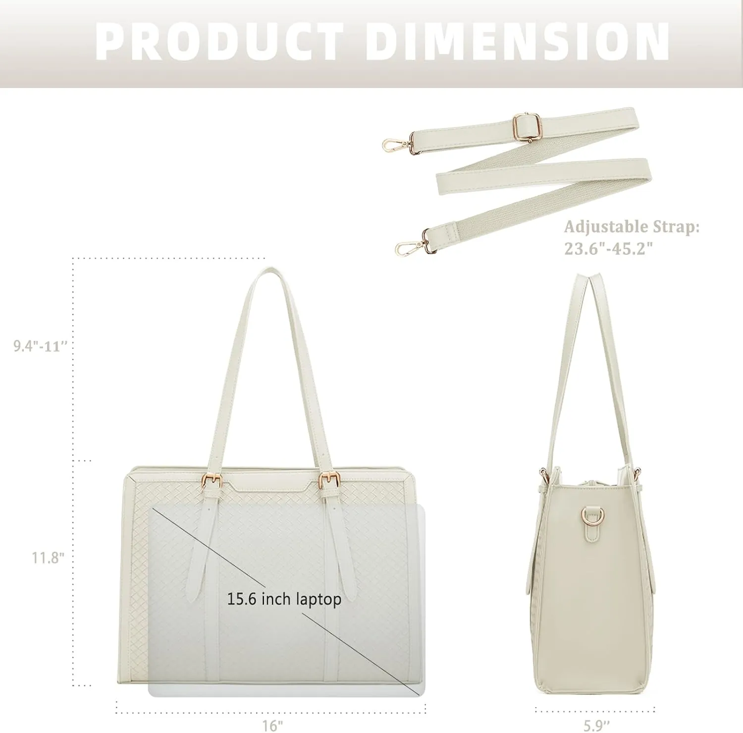 Laptop Tote Bag for Women fits 15.6 Laptop, PU Leather Work Tote bags for Women Large Computer Tote Handbag