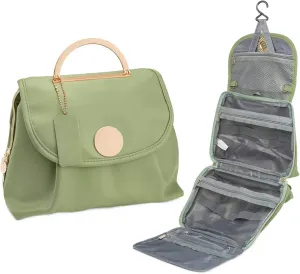 Large Capacity Waterproof Toiletry Bag with Hook for Women - Red Makeup Storage Handbag(Green)