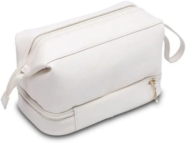 Large Capacity Women's Portable Makeup Bag for Niche Toiletry Storage - Stylish Silver, As Shown, 56588