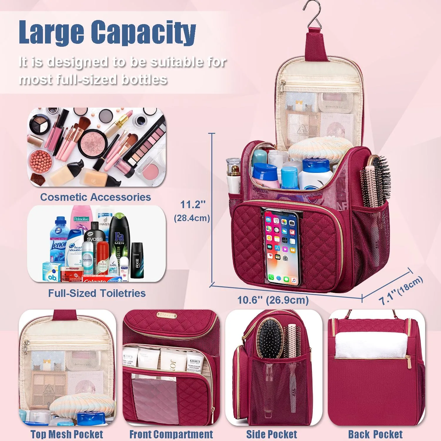 Large Toiletry Bag for Women Men,Portable Shower Caddy For College Dorms,Gym Shower Bag for Women, Quick Dry Hanging Toiletry Bag Bathroom Accessories Bag for Traveling, Camping Essentials