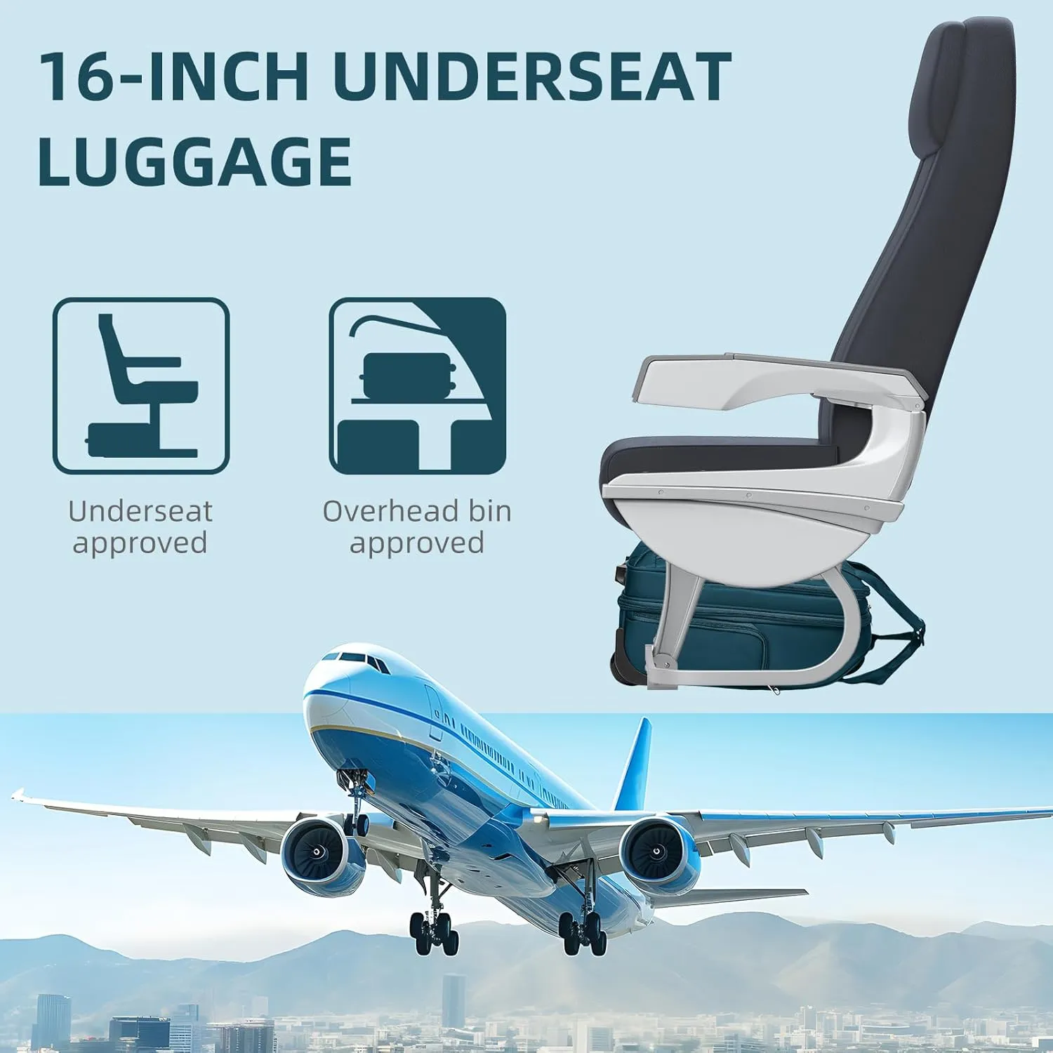 LARVENDER Softside Carry On Luggage 4 Piece, Expandable Carry On Luggage 22x14x9 Airline Approved Underseat Suitcase with Spinner Wheels TSA Lock, Blue (16/20/BP/TB)