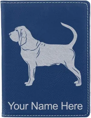LaserGram Faux Leather Passport Holder, Bloodhound Dog, Personalized Engraving Included (Dark Blue)