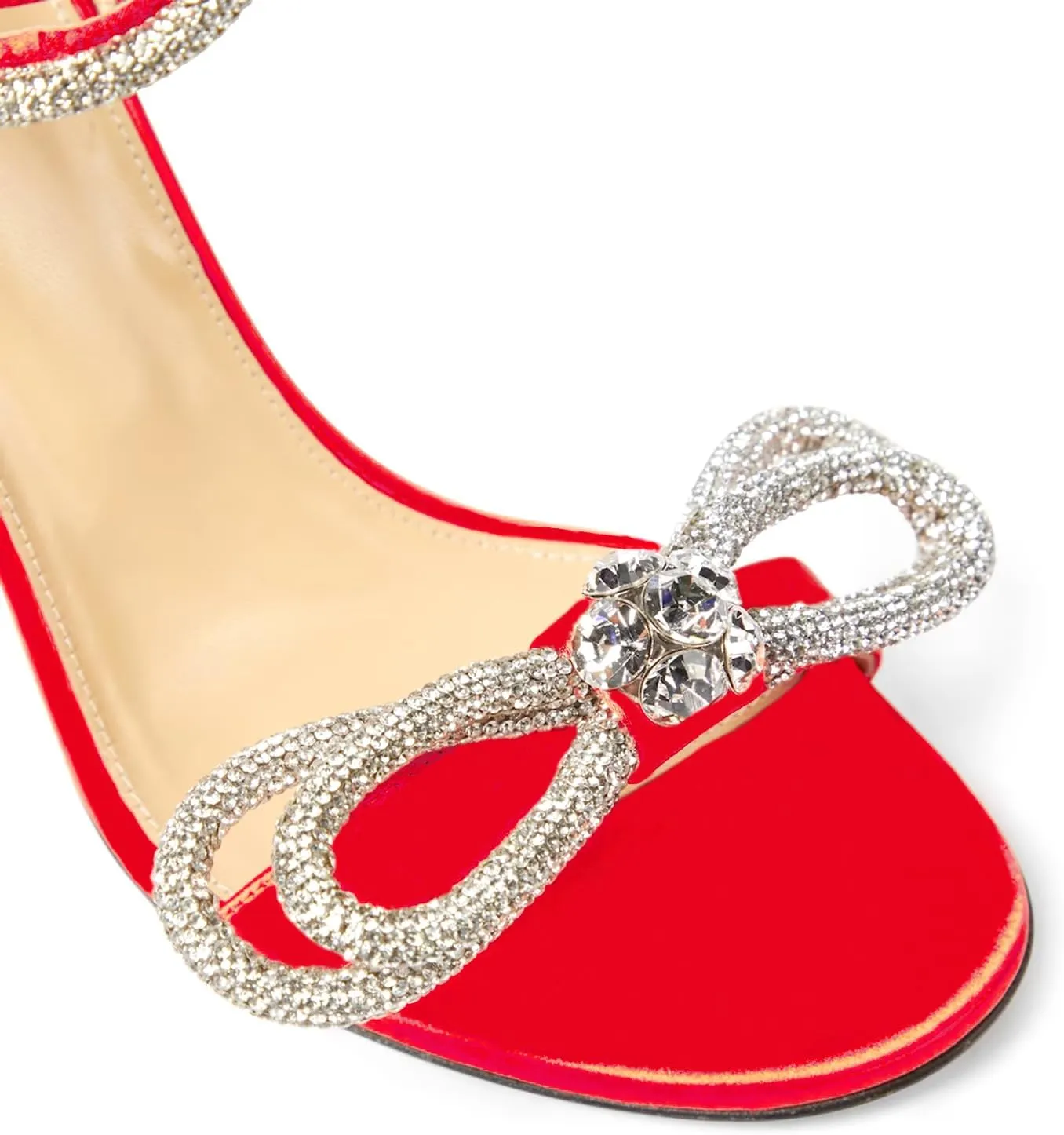 LauraVicci Women's Heeled Sandals Round Open Toe Crystal Embellished Bow Ankle Straps Rhinestone Buckle Stiletto Slip On Evening Dress Party Wedding Shoes
