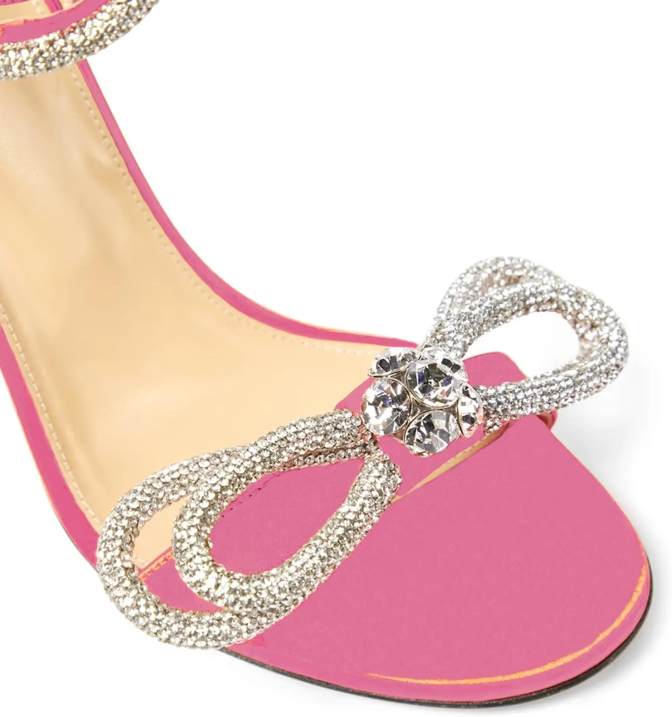 LauraVicci Women's Heeled Sandals Round Open Toe Crystal Embellished Bow Ankle Straps Rhinestone Buckle Stiletto Slip On Evening Dress Party Wedding Shoes