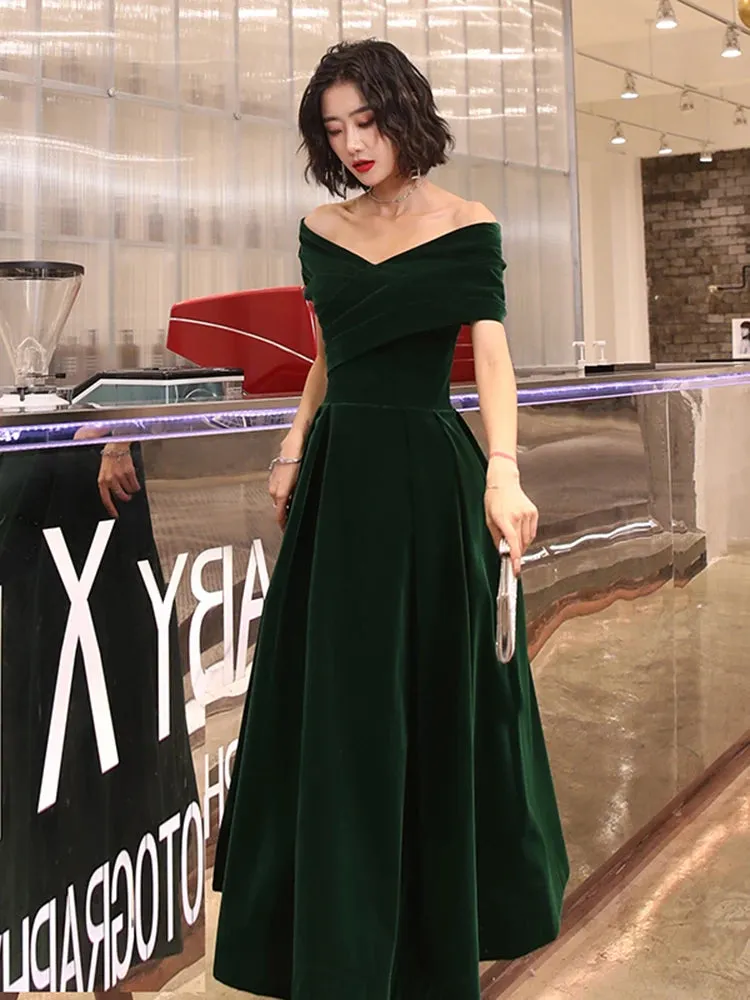 Lautaro Spring Long Luxury Elegant Wine Red Soft Velvet Evening Party Wedding Dress