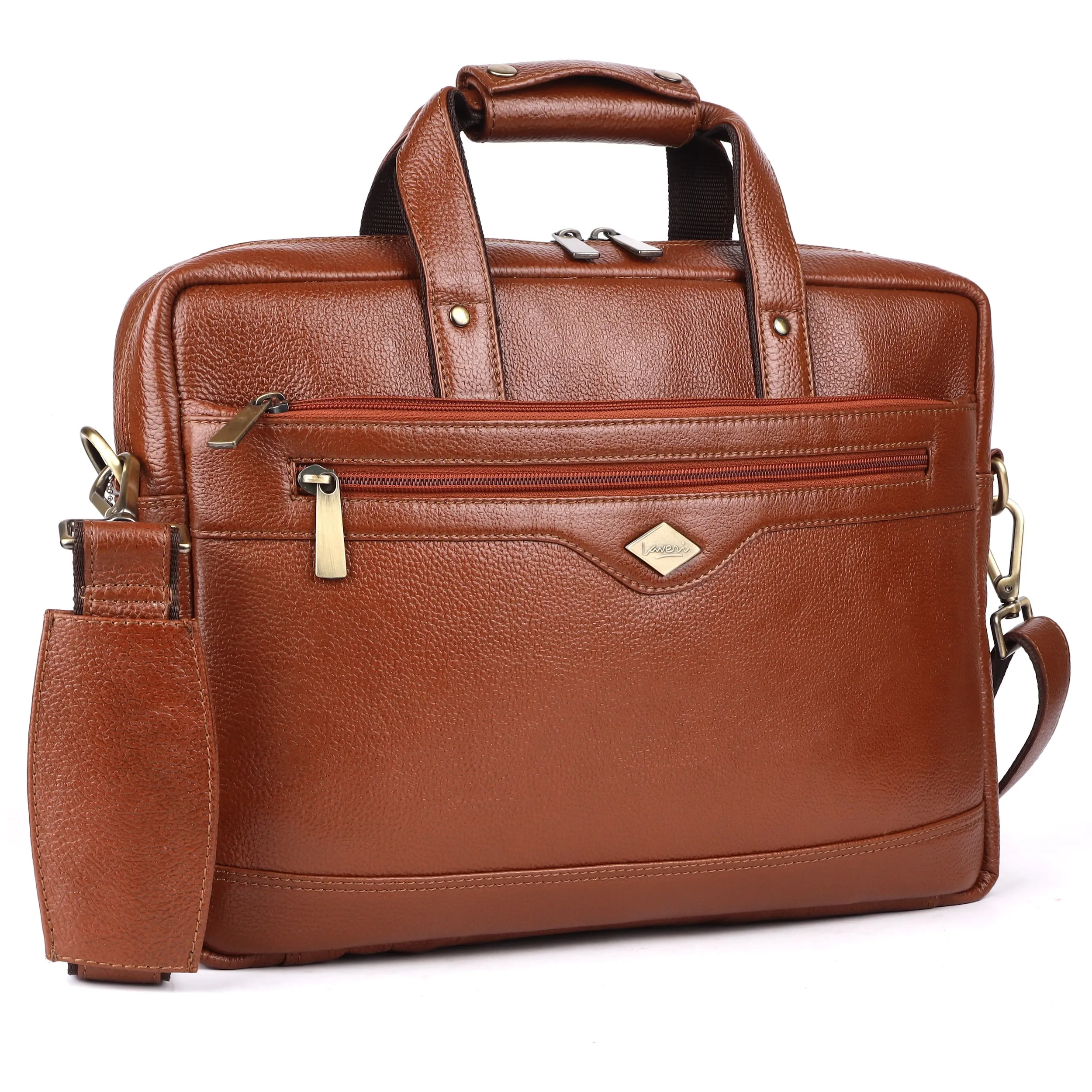 Laveri® Genuine Leather Laptop Messenger bag #2815 Tan