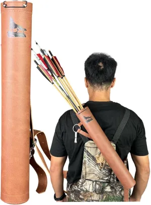 Leather Arrow Quivers - Quiver Arrow Holder - Traditional Bow Quiver - Leather Back Quiver with Reinforced Bottom Structure, Suitable for Beginners and Children