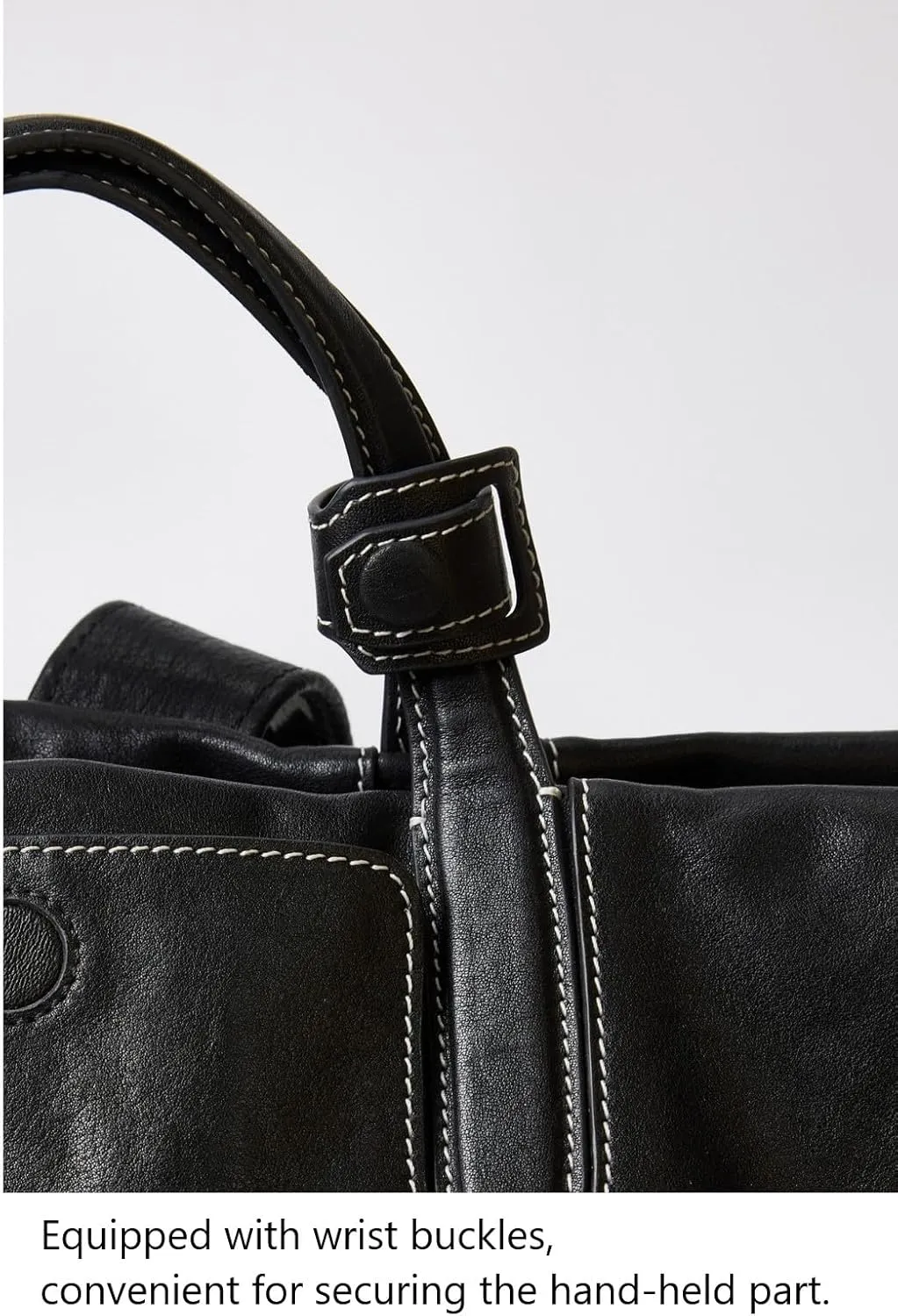 Leather Backpack Full Grain Real Leather Travel Bag and Carry-On Rucksack (Black) (Black, Genuine Leather, W35*H38*D17cm)