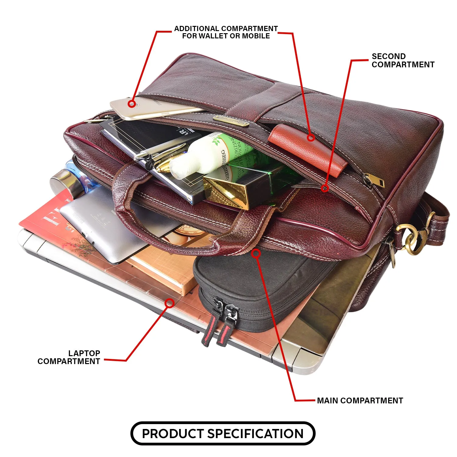 Leather Laptop Bag 36807 (Brown)