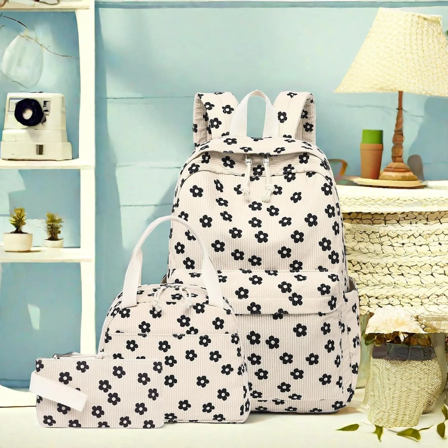 LEDAOU Backpack for Girls School Bag Kids Bookbag Teen Backpack Set Daypack with Lunch Bag and Pencil Case