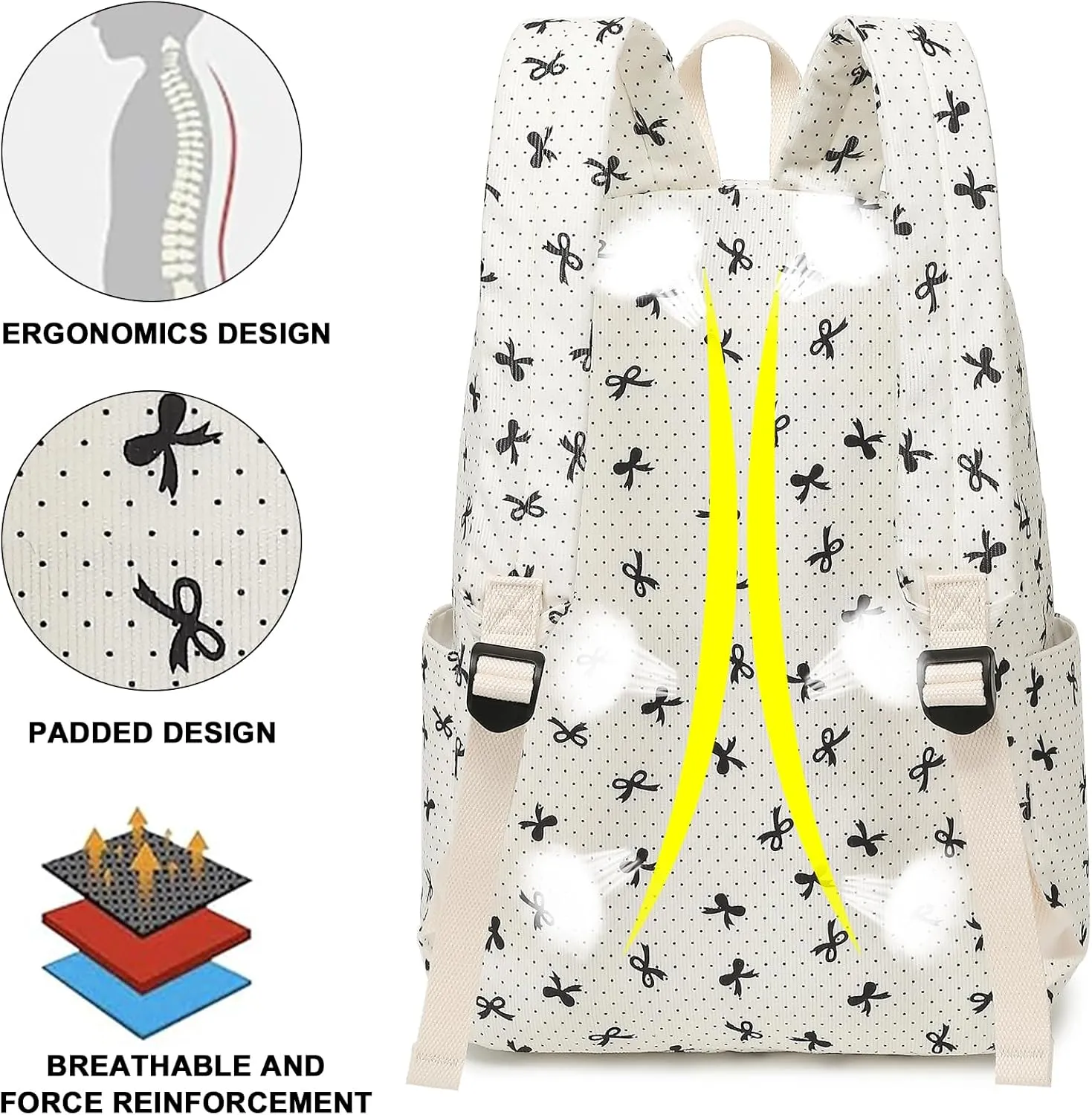 LEDAOU Backpack for Girls School Bag Kids Bookbag Teen Backpack Set Daypack with Lunch Bag and Pencil Case