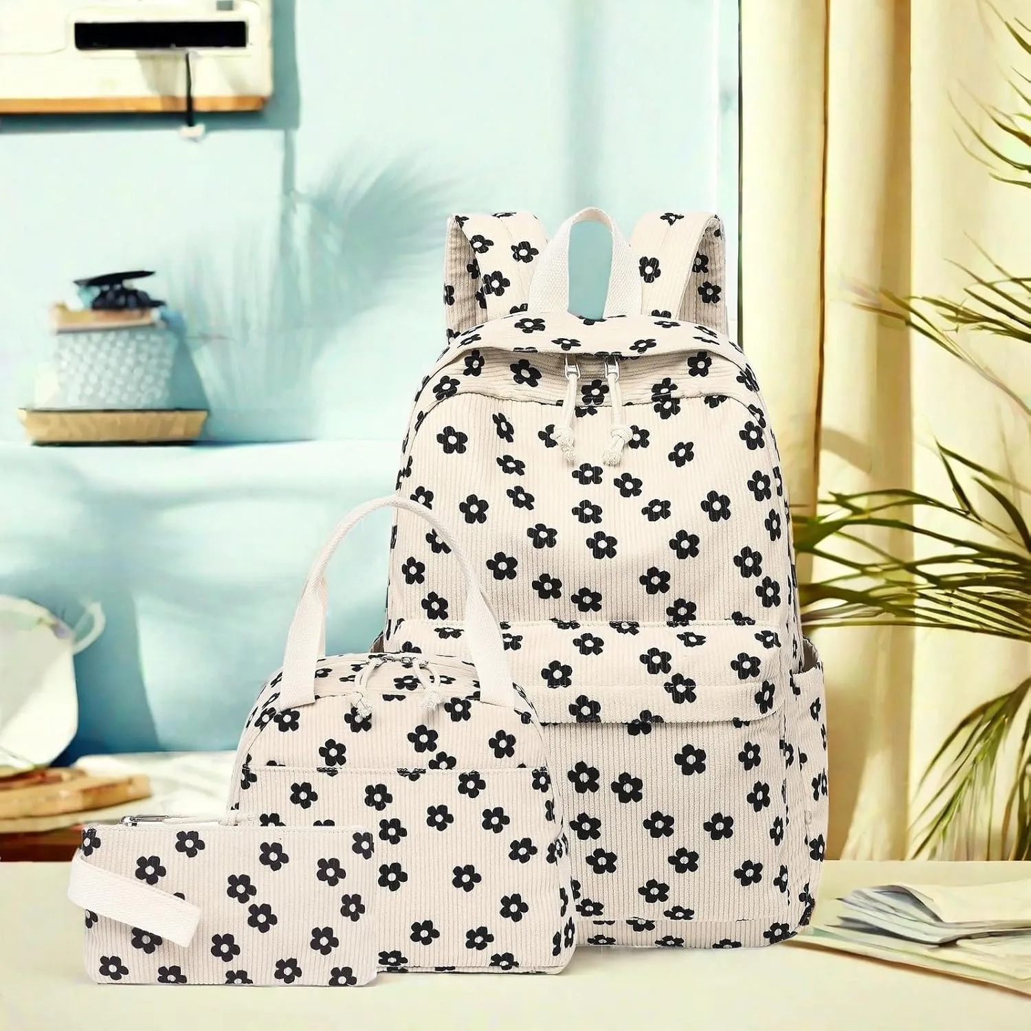 LEDAOU Backpack for Girls School Bag Kids Bookbag Teen Backpack Set Daypack with Lunch Bag and Pencil Case