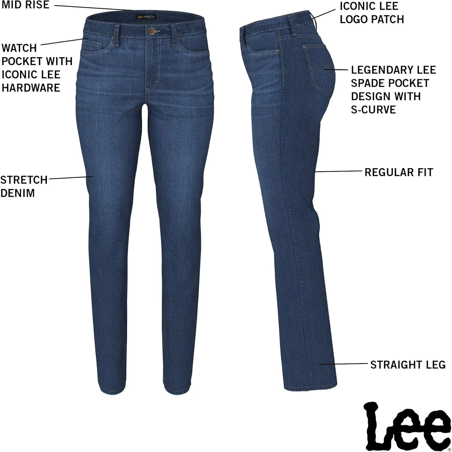Lee Women's Legendary Mid Rise Straight Leg Jean