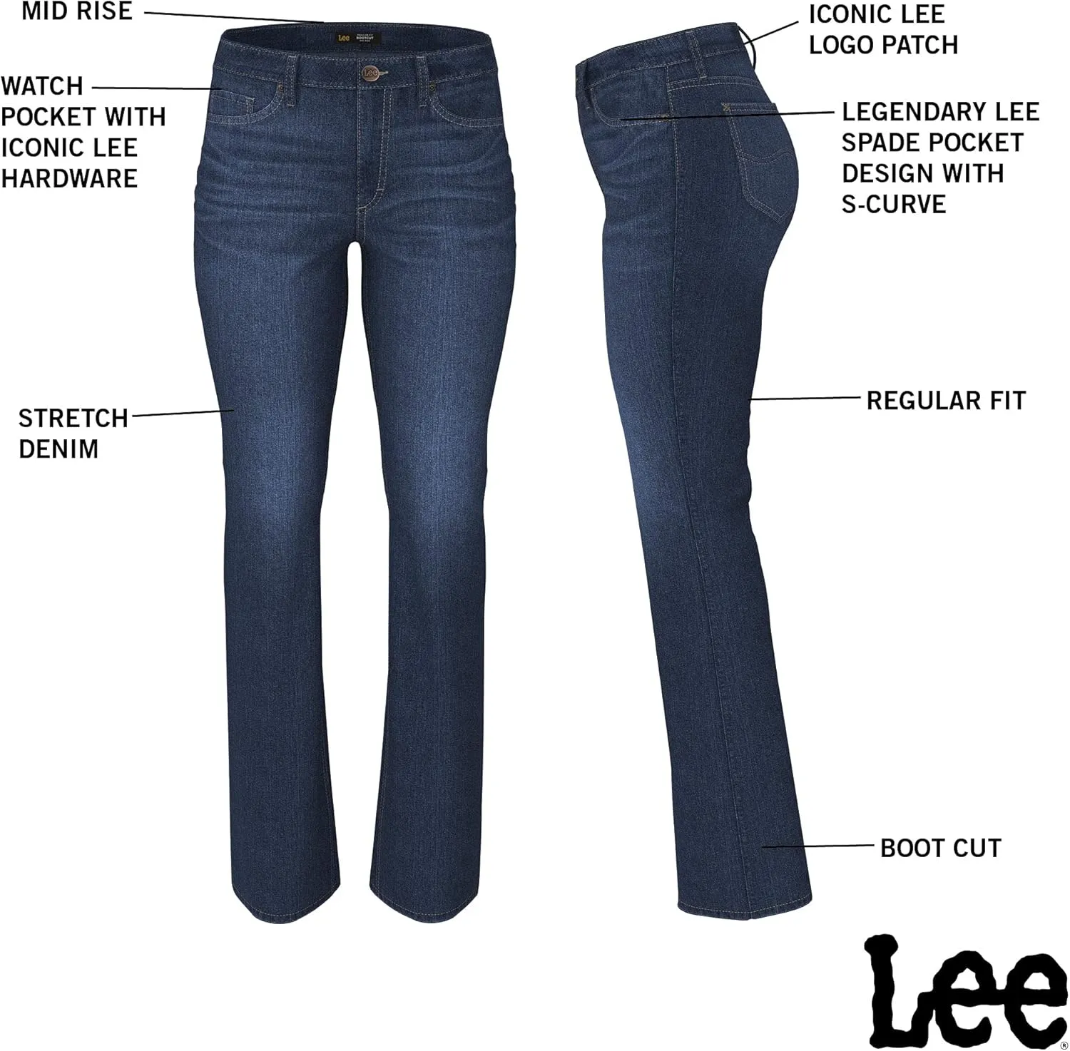 Lee womens Plus Size Legendary Mid Rise Bootcut Jean