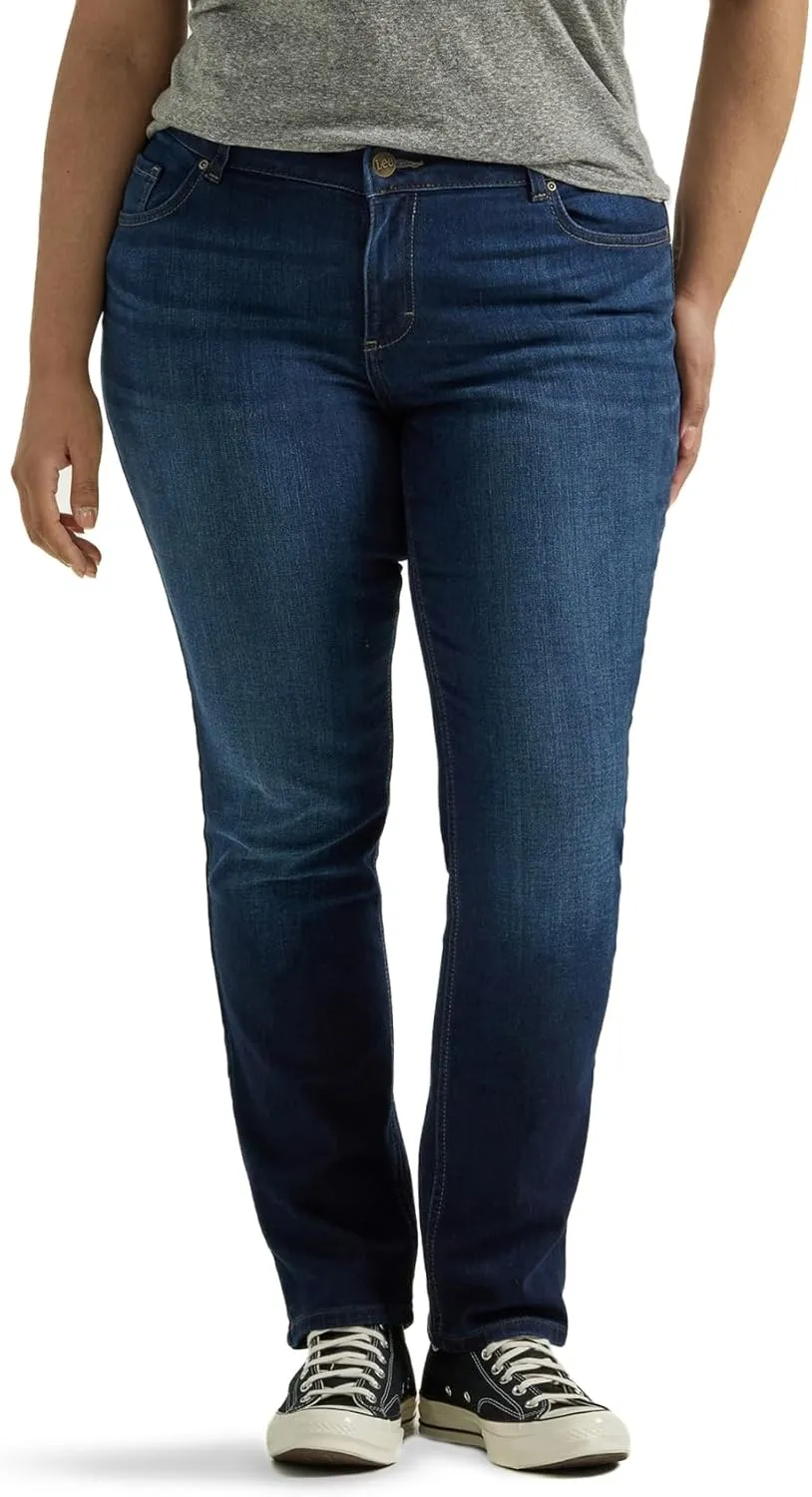 Lee Women's Plus Size Legendary Mid Rise Straight Leg Jean