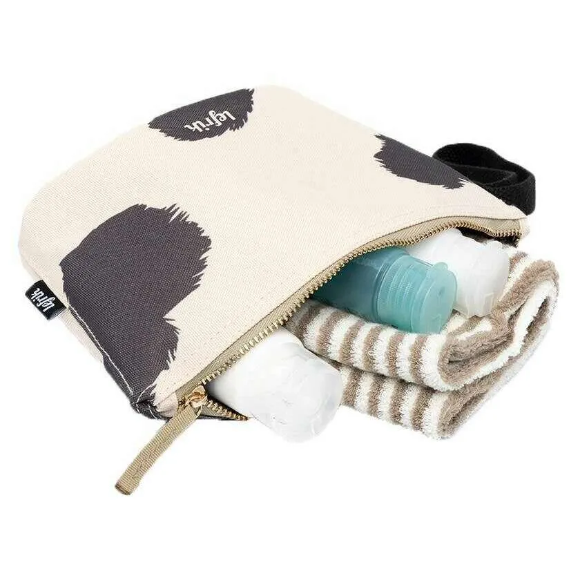 Lefrik Zoid S Printed Cow Toiletry Bag - Cream/Grey