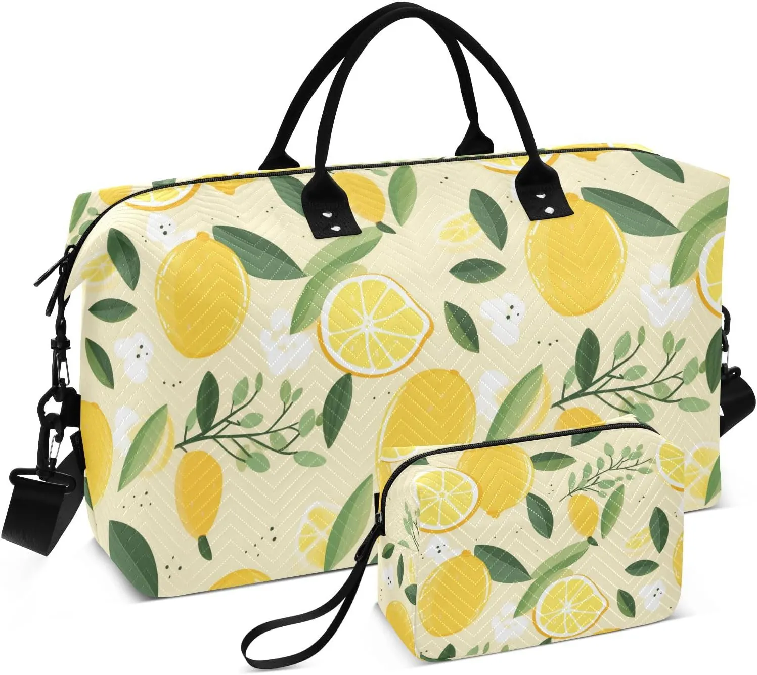 Lemon Travel Duffle Bag Gym Bag, Yellow Lemon Weekender Bags for Women with Toiletry Bag Travel Tote Bag Swim Bag