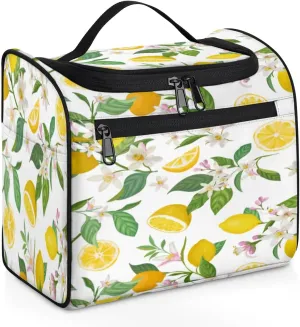 Lemons Pattern Hanging Toiletry Bag for Men Women Travel Cosmetic Makeup Organizer Bag Water Resistant Large Portable Wash Case for Accessories, Toiletries, Cosmetics