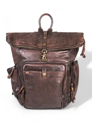 Leo : Real Leather Brown With Wash Effect Backpack