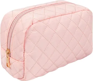 LETGO Makeup Bag Travel Cosmetic Bag,Small Make Up Bags for Women Makeup Organizer Case, Toiletry Bag Quilted Make Up Bags Travel Essentials Toiletries Accessories (Pink)