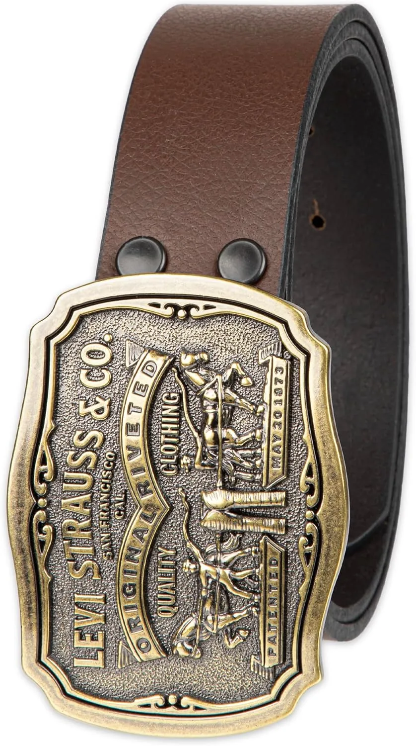 Levi's Men's Everyday Jean Belt with Removable Plaque Buckle