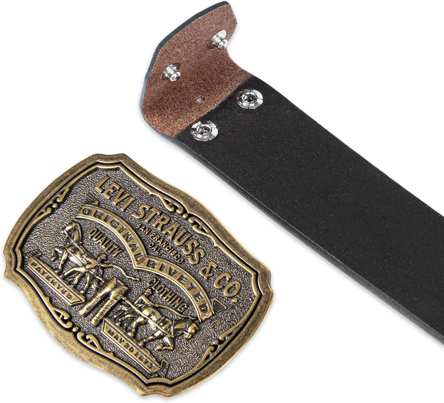 Levi's Men's Everyday Jean Belt with Removable Plaque Buckle