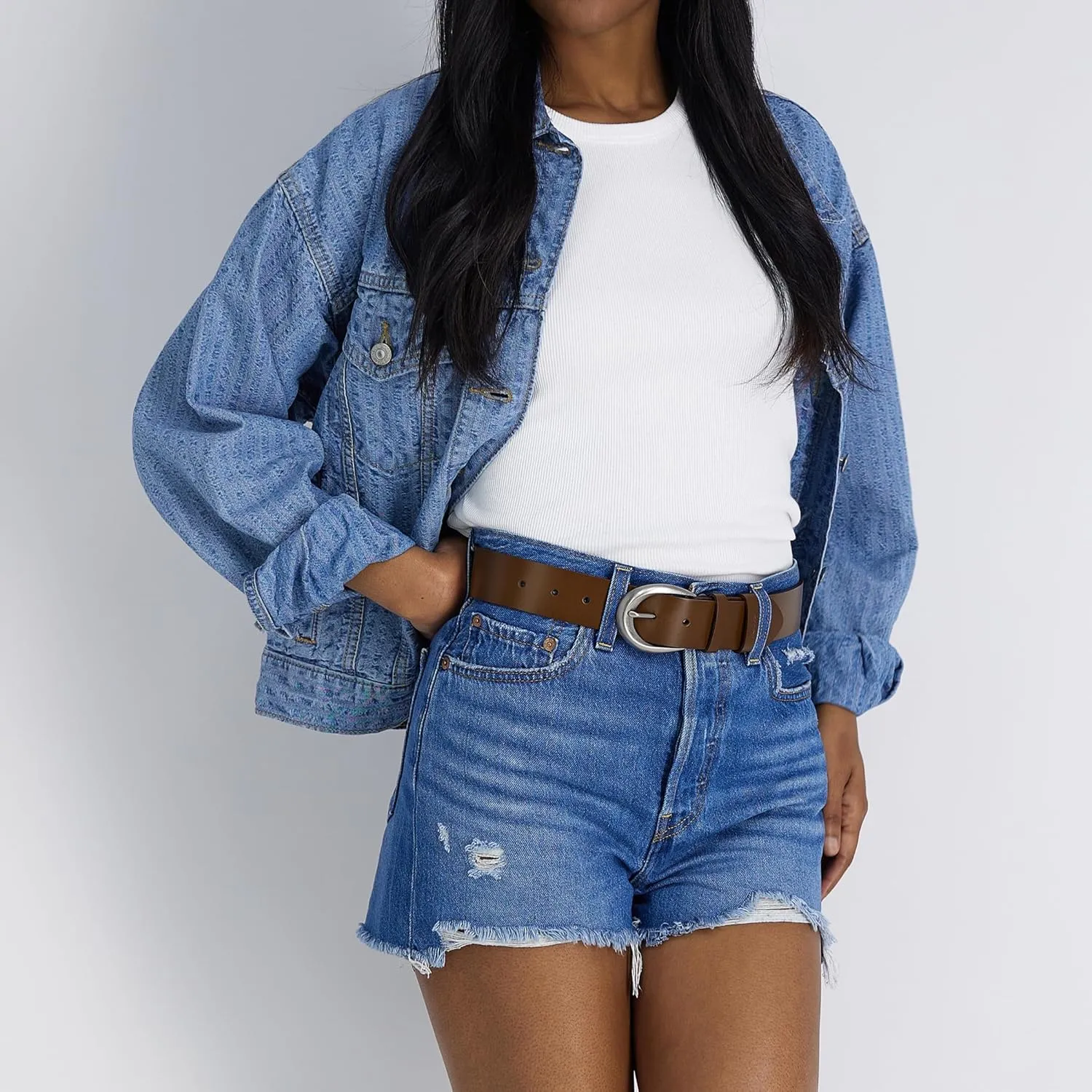 Levi's Women's Casual Soft Leather Jean Belt with Rounded Buckle