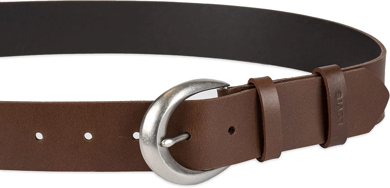 Levi's Women's Casual Soft Leather Jean Belt with Rounded Buckle