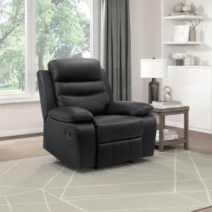 Lexicon 41" W Manual Reclining Chair, Top Grain Leather Match Recliner, Home Theater Seating, Wall Hugger Recliner, Manual Reclining Sofa Chair for Living Room/Office/Apartment, Black