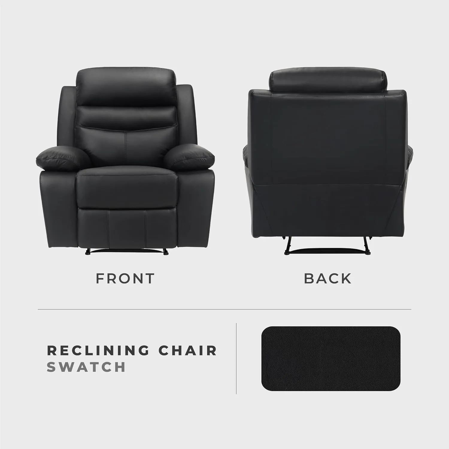Lexicon 41" W Manual Reclining Chair, Top Grain Leather Match Recliner, Home Theater Seating, Wall Hugger Recliner, Manual Reclining Sofa Chair for Living Room/Office/Apartment, Black