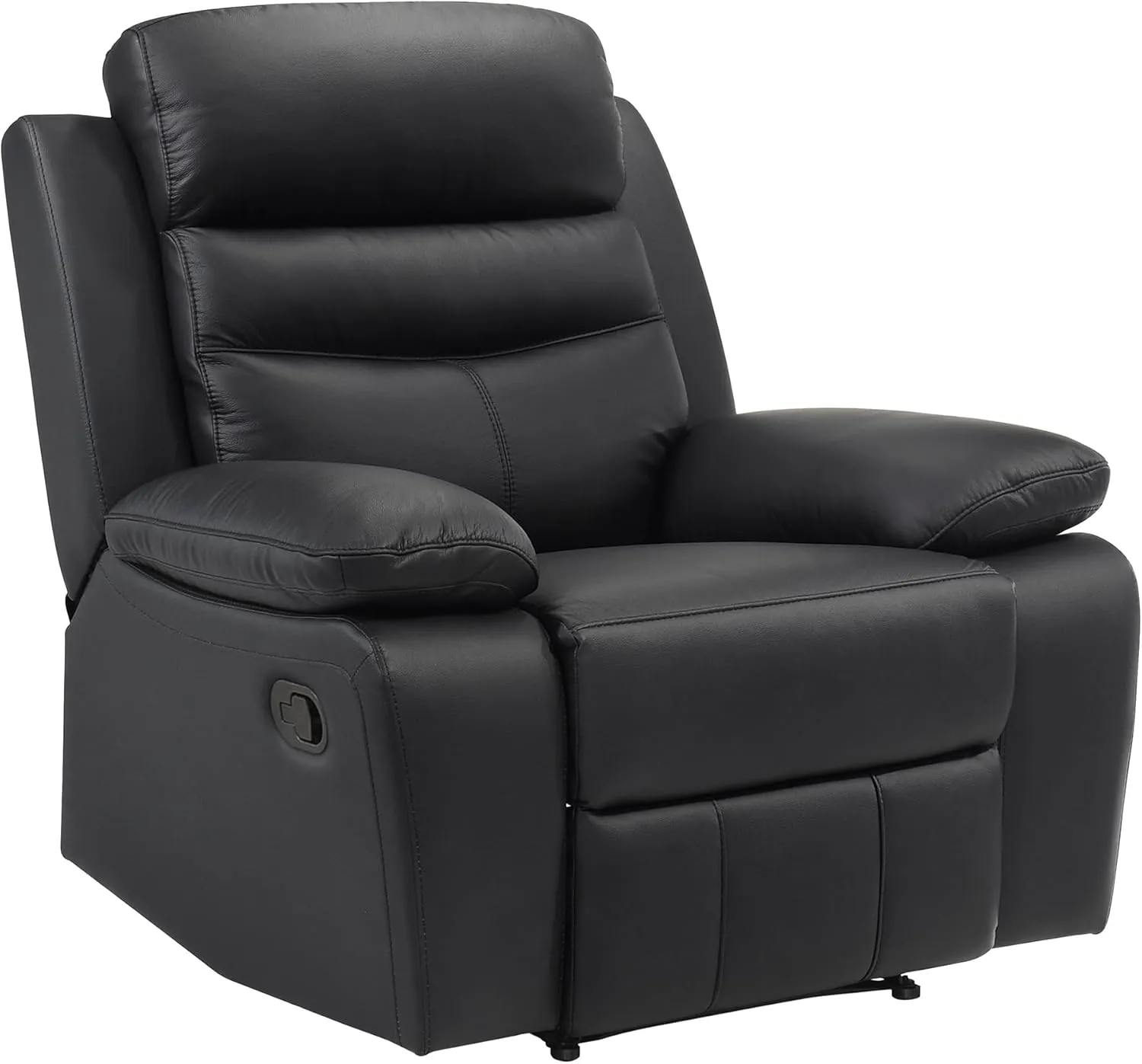 Lexicon 41" W Manual Reclining Chair, Top Grain Leather Match Recliner, Home Theater Seating, Wall Hugger Recliner, Manual Reclining Sofa Chair for Living Room/Office/Apartment, Black