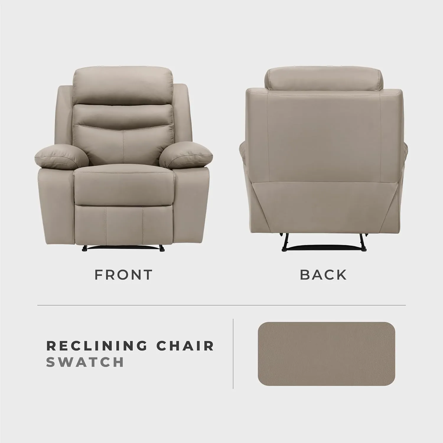 Lexicon 41" W Manual Reclining Chair, Top Grain Leather Match Recliner, Home Theater Seating, Wall Hugger Recliner, Manual Reclining Sofa Chair for Living Room/Office/Apartment, Latte