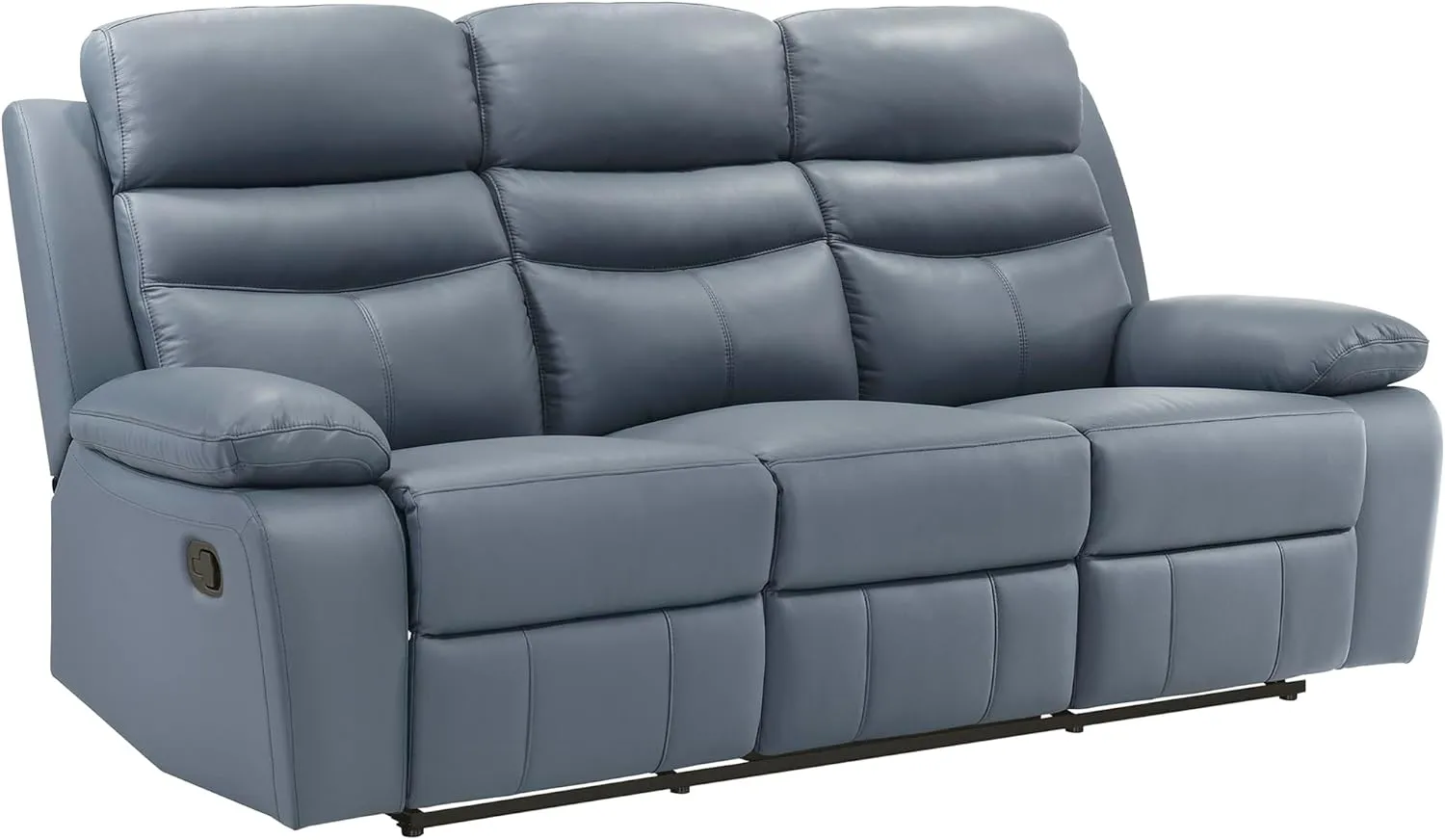 Lexicon 86.5" W Manual Reclining Sofa, Top Grain Leather Match Reclining Sofa, Home Theater Seating, Wall Hugger Recliner Couch, Manual Double Recliner RV Couch for Living Room, Blue