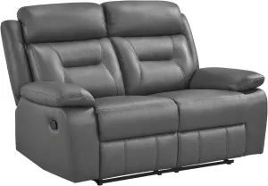 Lexicon Double Recliner Loveseat, Manual Wall Hugger, Leather Reclining Sofa with Pillow Top Armrests, 62.5''W, Dark Grey