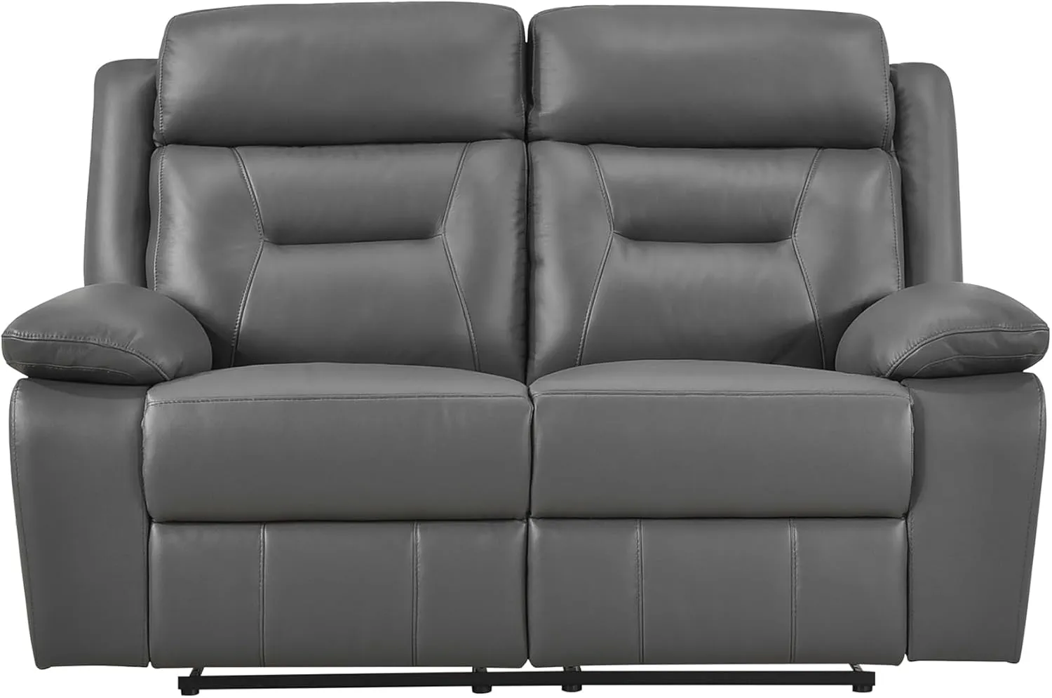 Lexicon Double Recliner Loveseat, Manual Wall Hugger, Leather Reclining Sofa with Pillow Top Armrests, 62.5''W, Dark Grey