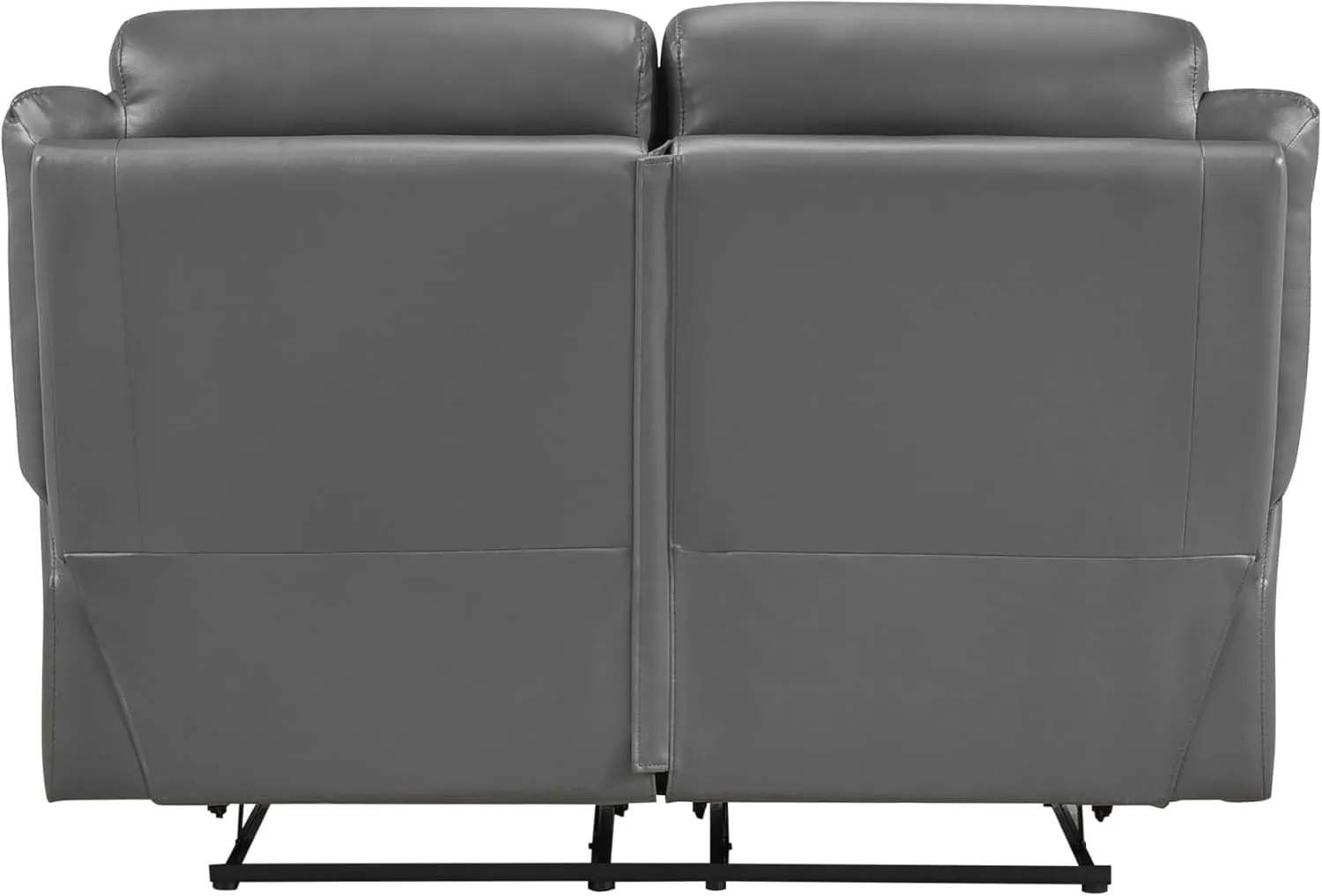 Lexicon Double Recliner Loveseat, Manual Wall Hugger, Leather Reclining Sofa with Pillow Top Armrests, 62.5''W, Dark Grey