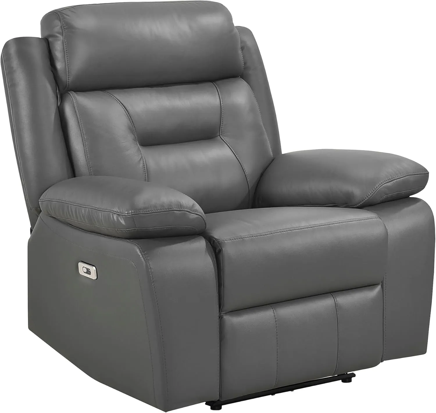 Lexicon Power Recliner Chair for Living Room, Top Grain Leather Match Recliner with Pillow Top Armrests, Home Theater Seating, Wall Hugger Recliners with USB Port, 40" W, Dark Gray