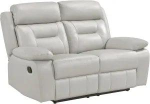 Lexicon Recliner Sofa for Living Room, Double RV Couch, Manual Wall Hugger, Home Theater Seating Leather With Pillow Top Armrests, 62.5''W Loveseat, Light Grey