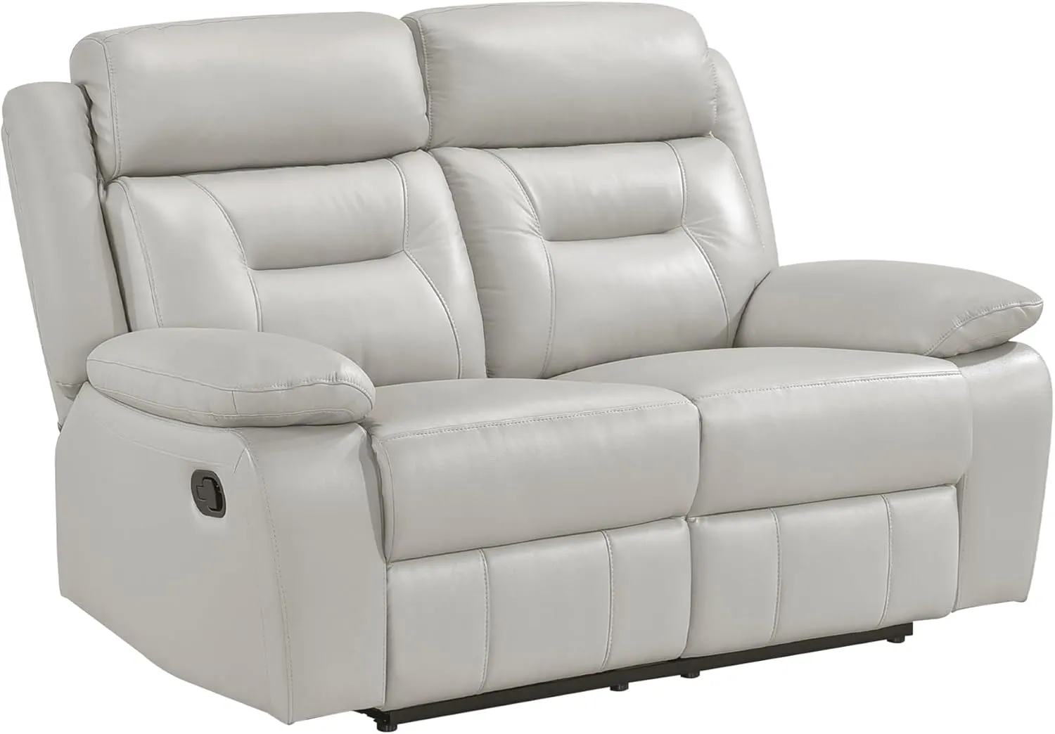 Lexicon Recliner Sofa for Living Room, Double RV Couch, Manual Wall Hugger, Home Theater Seating Leather With Pillow Top Armrests, 62.5''W Loveseat, Light Grey