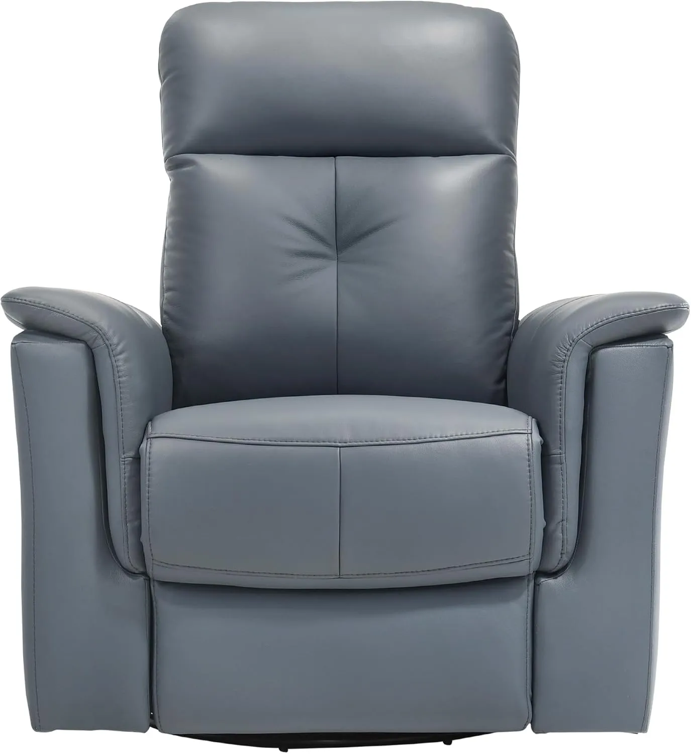 Lexicon Swivel Glider Recliner Chair, Comfy Nursery Glider, Top Grain Leather Match Recliner, Manual Reclining Chair for Living Room/Office/Apartment, Blue Gray