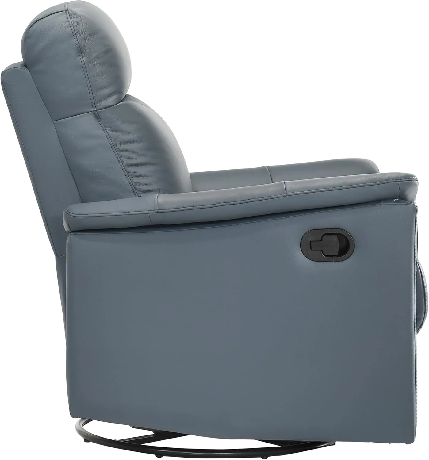 Lexicon Swivel Glider Recliner Chair, Comfy Nursery Glider, Top Grain Leather Match Recliner, Manual Reclining Chair for Living Room/Office/Apartment, Blue Gray