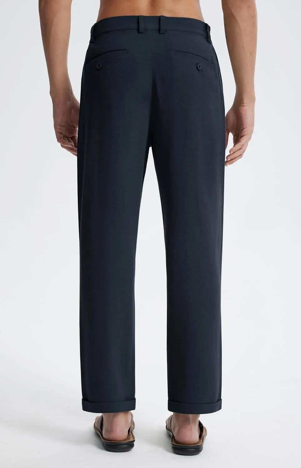 Libin Men's Linen Pants Elastic Waist Lightweight Casual Pants Comfy Summer Beach Travel Lounge Trousers with Pockets