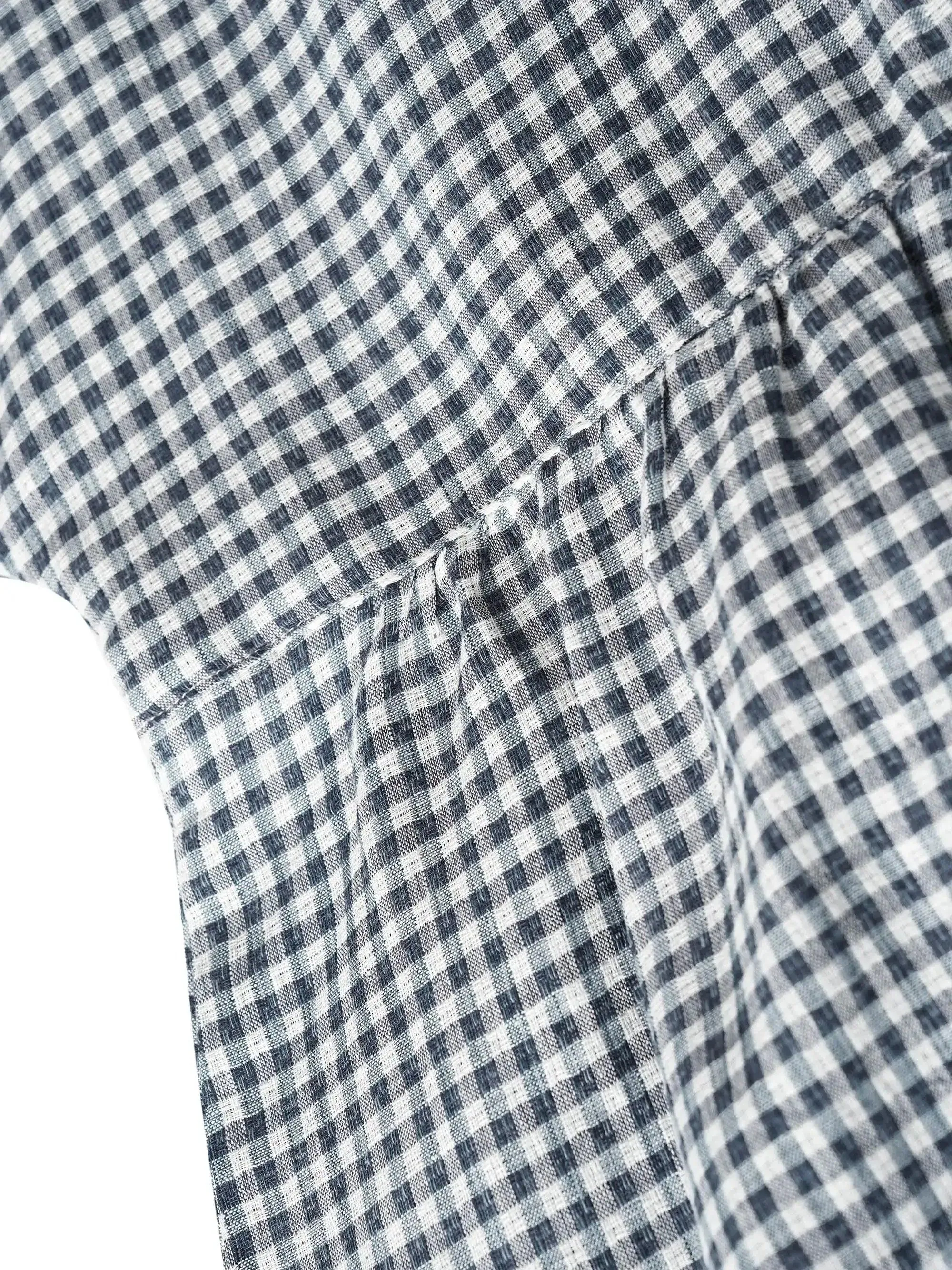 Linen Checked Long-Sleeved Top