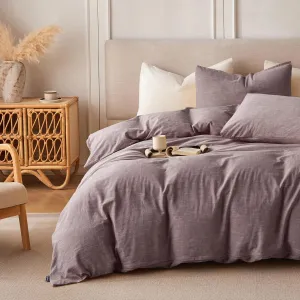 Linen Duvet Cover California King - Soft Breathable Cotton Linen Blend, 3-Pieces Bedding Set with 2 Pillowcases, Stonewashed Texture, Chocolate, All-Season Comfort