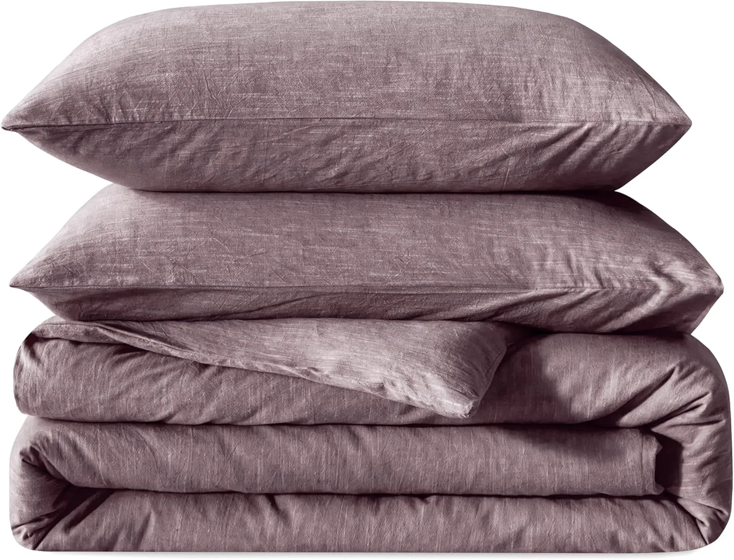 Linen Duvet Cover California King - Soft Breathable Cotton Linen Blend, 3-Pieces Bedding Set with 2 Pillowcases, Stonewashed Texture, Chocolate, All-Season Comfort