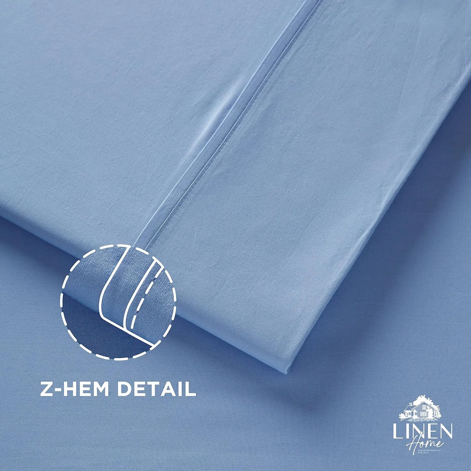 Linen Home 100% Cotton Percale Pillowcases Queen Size, Baby Blue, 2 Pieces of Pillow Case, Crisp and Cool Strong Bed Linen, 20 inches X 30 inches