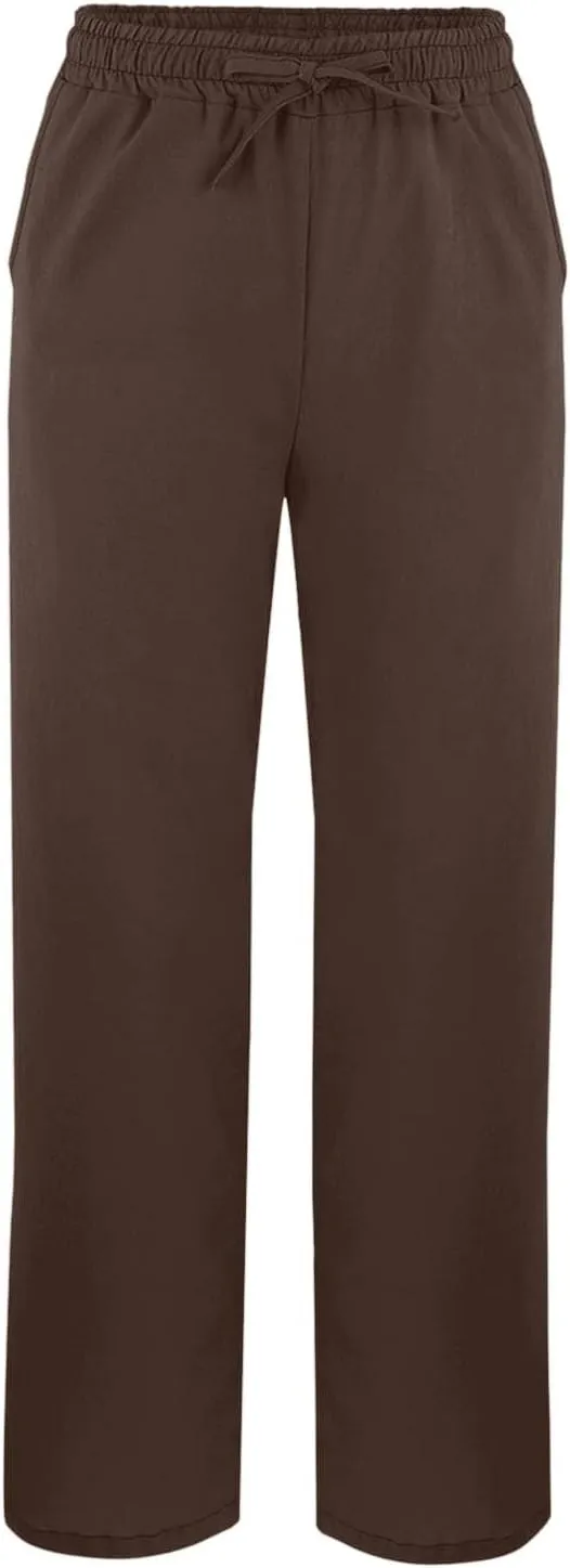 Linen Pants Women Trendy 2025 High Waisted Wide Leg Lounge Pant Drawstring Comfy Trousers Boho Beach Outfits