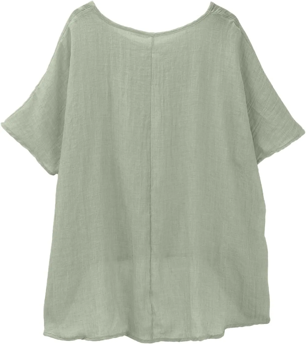 Linen Shirts for Women 2025 Summer Trendy Oversize Crewneck Short Sleeve Cute Tops Casual Loose Fit Comfy Blouses