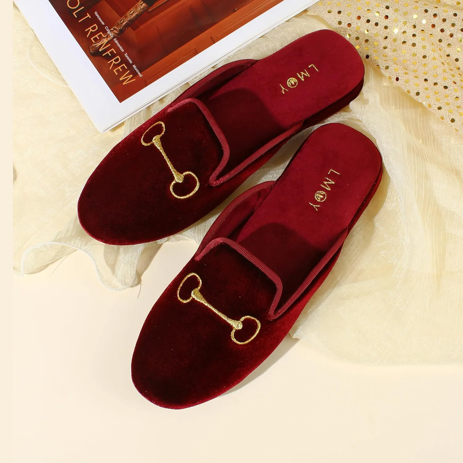 LMOY Velvet Slippers Women'S Slippers House Lightweight Non-Slip Elegant House Slippers